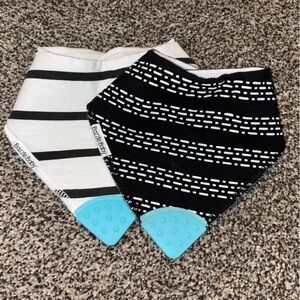 Baby Bazzle Black and White Sensory Teething Bib Set with teething chew feature